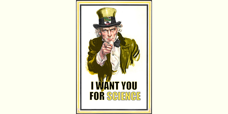 KI generiert: Das Bild zeigt eine Darstellung, die an Uncle Sam erinnert, mit dem Slogan "I WANT YOU FOR SCIENCE". Der Hauptinhalt ist eine Aufforderung zur Beteiligung an der Wissenschaft, stilisiert im klassischen Rekrutierungsplakat-Stil.