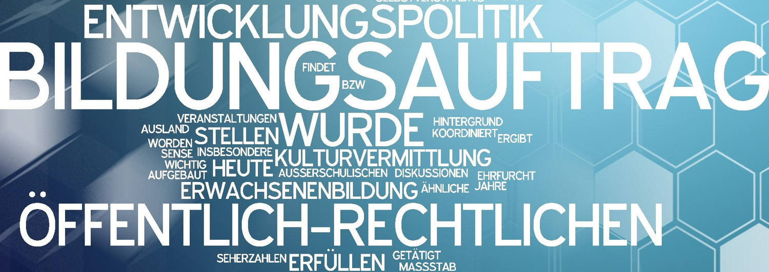 KI generiert: Das Bild zeigt eine Wortwolke mit Begriffen rund um das Thema Bildung, wie "Bildungsauftrag", "öffentlich-rechtlichen" und "Entwicklungspolitik". Diese Begriffe verdeutlichen Konzepte und Diskussionen im Kontext der Bildungspolitik.